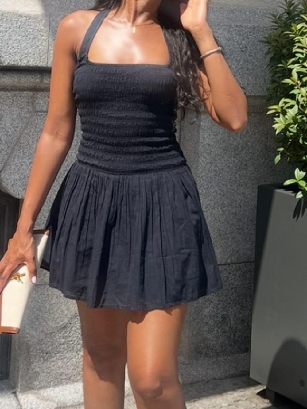 Abercrombie & Fitch Black Halter Smocked Dress